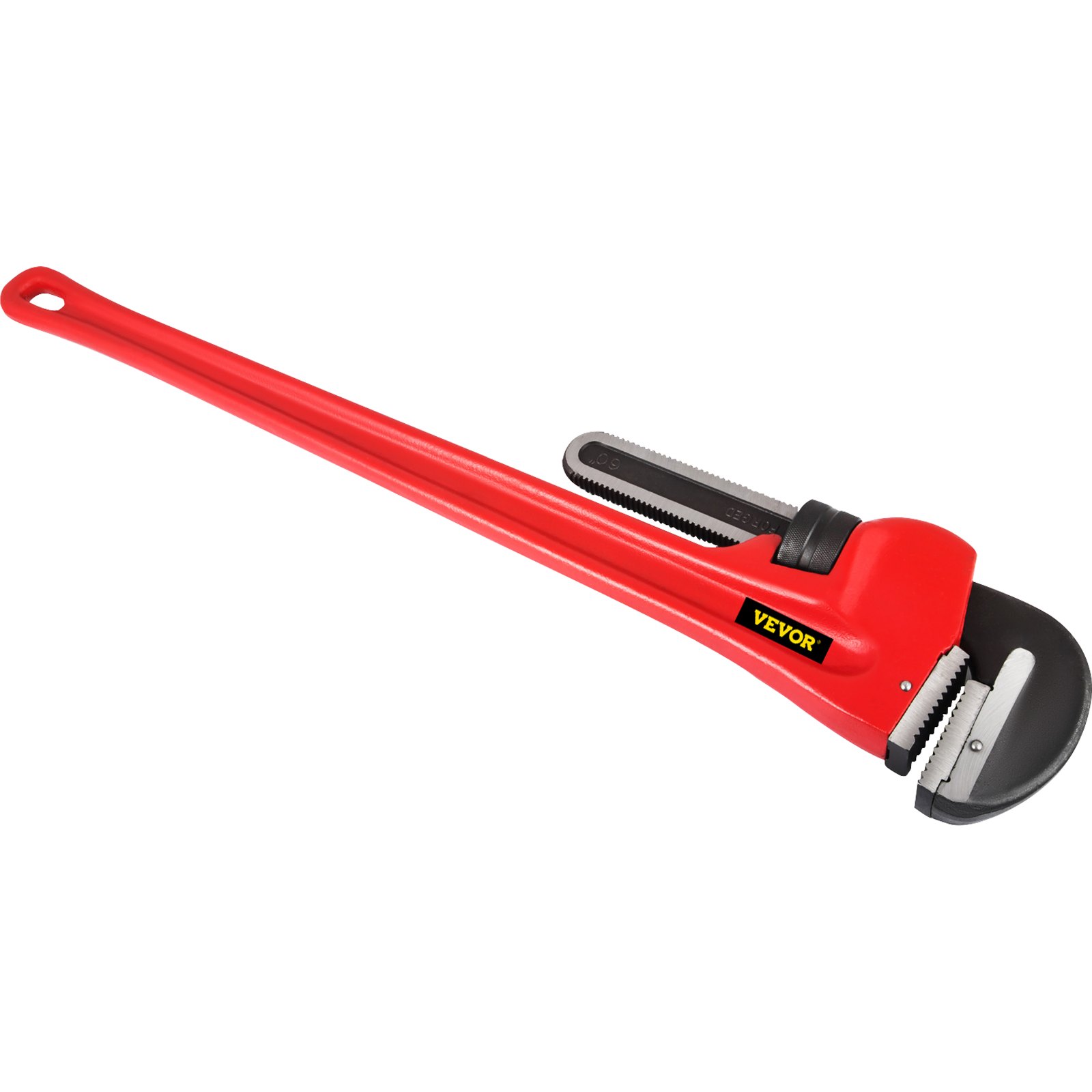 Llave de tubo VEVOR roja con mordaza ajustable y mango ergonómico.