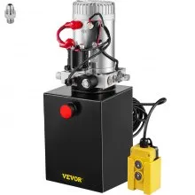 Unidad de potencia hidráulica VEVOR, bomba hidráulica de 6 cuartos de galón, unidad de potencia máxima de 3200 PSI de acción única para remolque de volcado, elevación de automóviles, 12 V CC (acero, 6 cuartos de galón/acción simple)