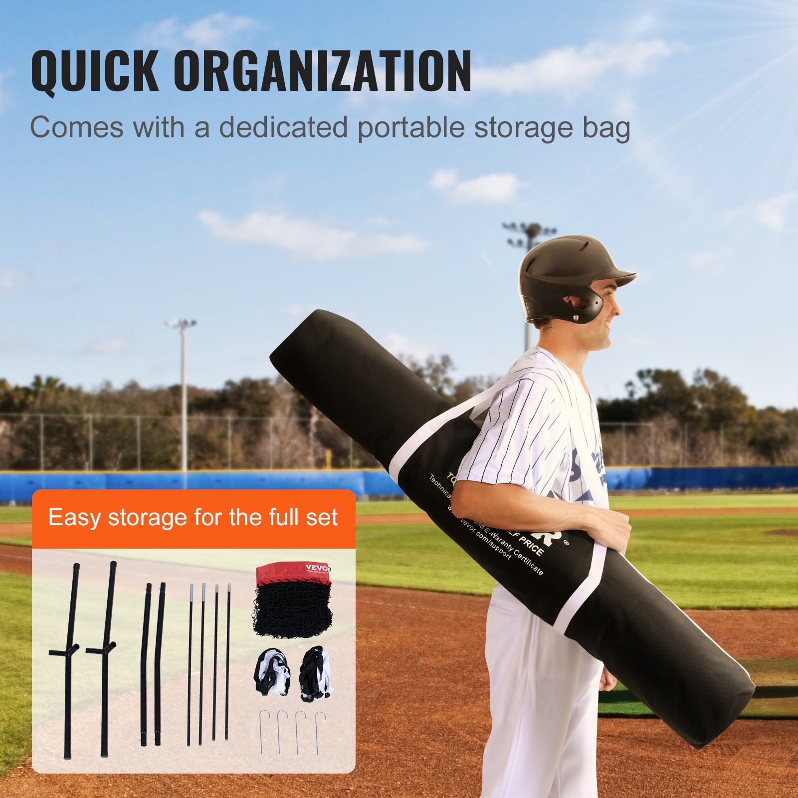 VEVOR Red de práctica de béisbol y softbol de 7 x 7 pies, red de entrenamiento de béisbol portátil para golpear, atrapar, lanzar, equipo de béisbol con marco de arco, bolsa de transporte, zona de ataque, pelota, camiseta de bateo
