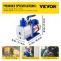 Bomba de vacío VEVOR de 7 CFM y 1/2 HP para aire acondicionado de una etapa, para sistemas R12, R22, R134a y R410a, 110 V, 5 PA, herramienta de HVAC para reparación de automóviles.