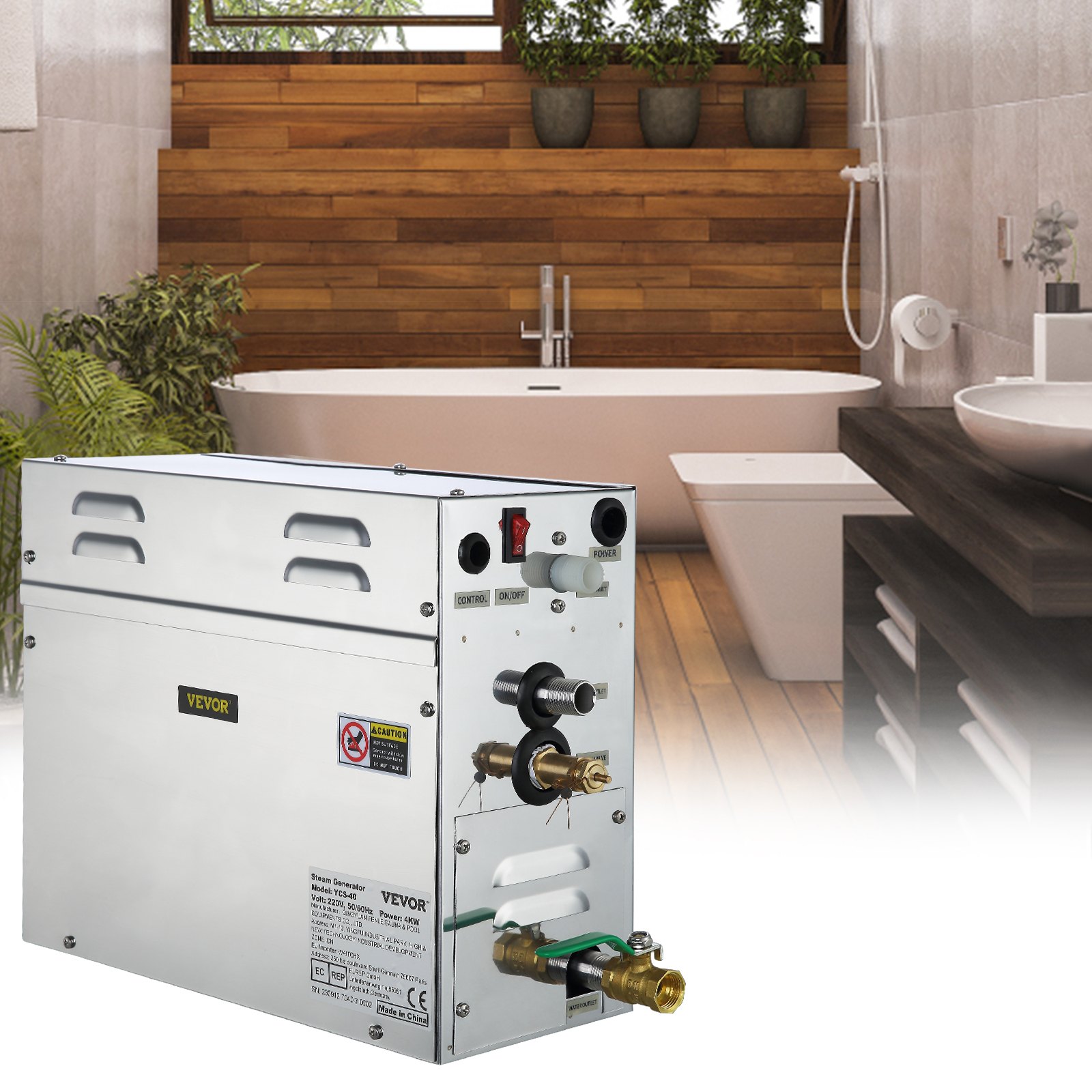 VEVOR 7 KW Generador de vapor 220V Sauna Steamer con controles programables a prueba de agua para el hogar SPA Baño Hotel Ducha Baño (7KW-1)