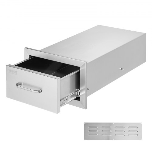 VEVOR Cajones de cocina para exteriores de acero inoxidable de 14 x 8.5 pulgadas, cajones dobles de montaje empotrado, 14 pulgadas de ancho x 8.5 pulgadas de alto x 23 pulgadas de profundidad, con mango de acero inoxidable, cajones para barbacoa para cocinas al aire libre o isla de barbacoa