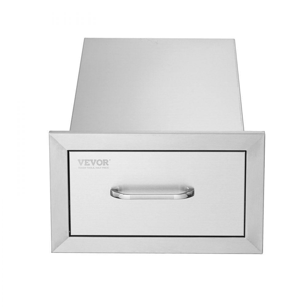 Cajón de cocina exterior VEVOR de acero inoxidable con un tirador elegante y un diseño moderno.