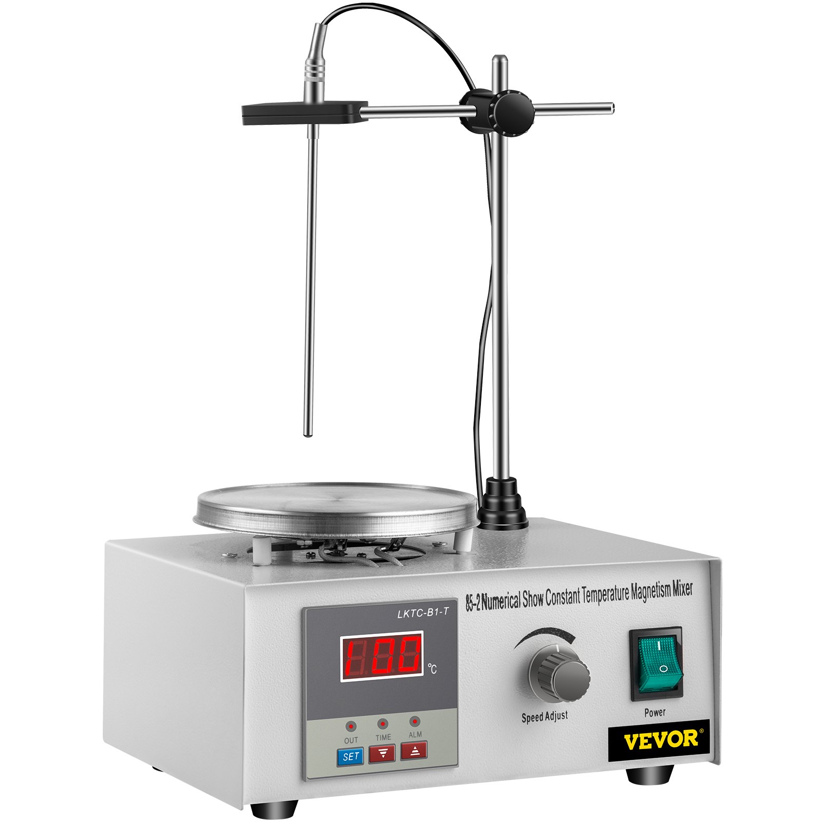 Agitador magnético VEVOR con pantalla digital y controles de temperatura ajustables.
