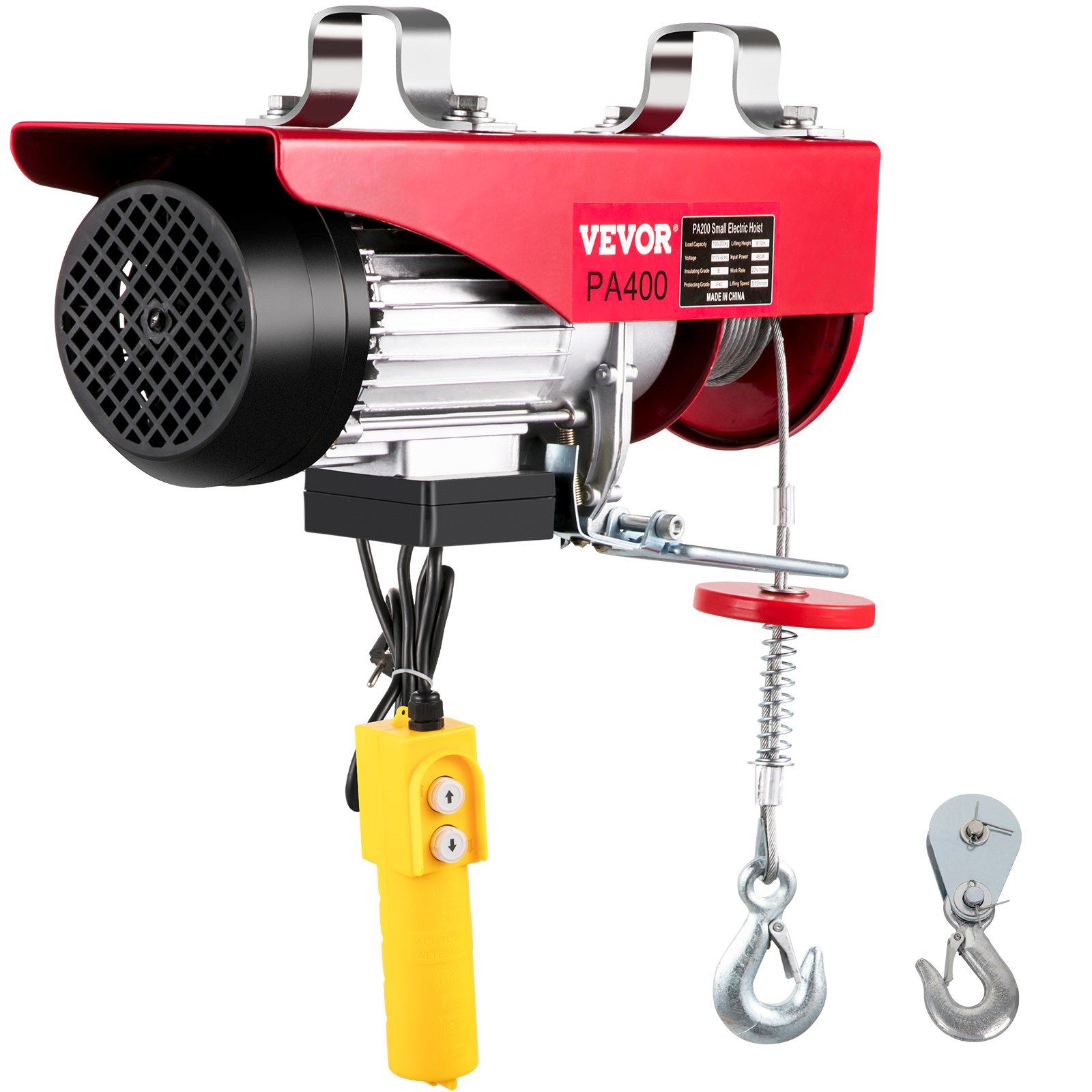 VEVOR Polipasto Eléctrico de 200/400 kg Cabrestante de Cable Eléctrico de 850W Cabrestante de Polipasto Eléctrico de 440/880 libras Estructura Resistente del Polipasto de Motor para Fábricas Almacenes