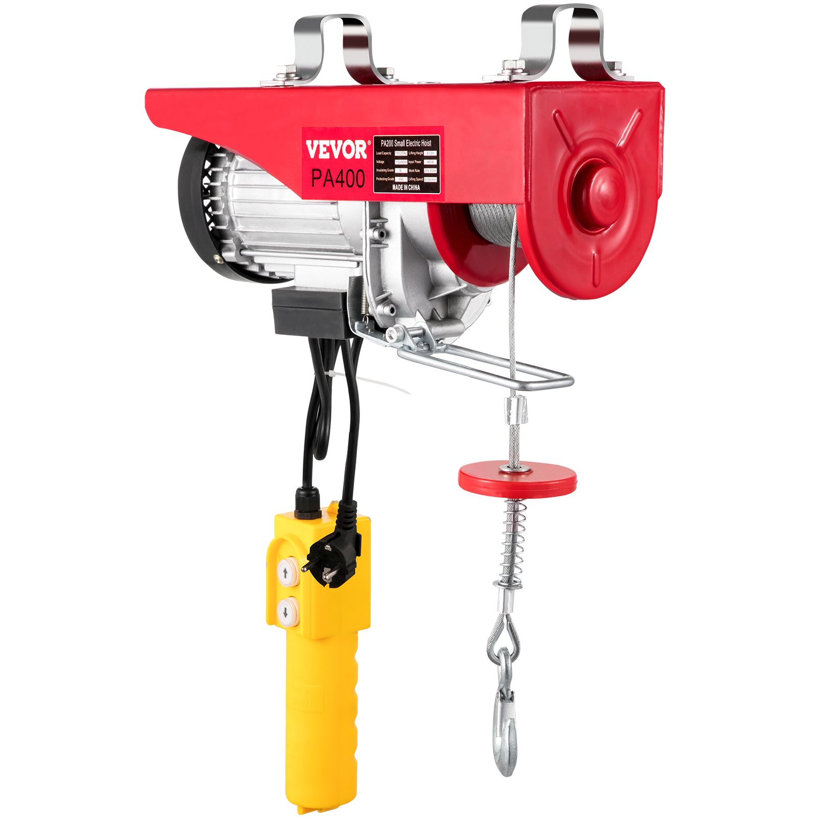 VEVOR Polipasto Eléctrico de 200/400 kg Cabrestante de Cable Eléctrico de 850W Cabrestante de Polipasto Eléctrico de 440/880 libras Estructura Resistente del Polipasto de Motor para Fábricas Almacenes