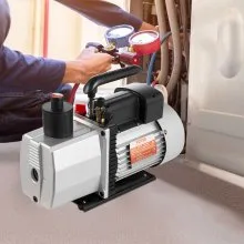 Bomba de vacío profesional de paletas rotativas de dos etapas 8CFM (15 micrones, 1 HP, 1/4 "abocinado 3/8 SAE 1/2" entrada ACME)