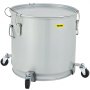 VEVOR Fryer Grease Bucket 15.9 Gal, Coated Carbon Steel Oil Filter Pot 60L with Caster Base, Oil Disposal Caddy with 123 LBS Capacity, Transport Container with Lid Lock Clip Nylon Filter Bag Silver