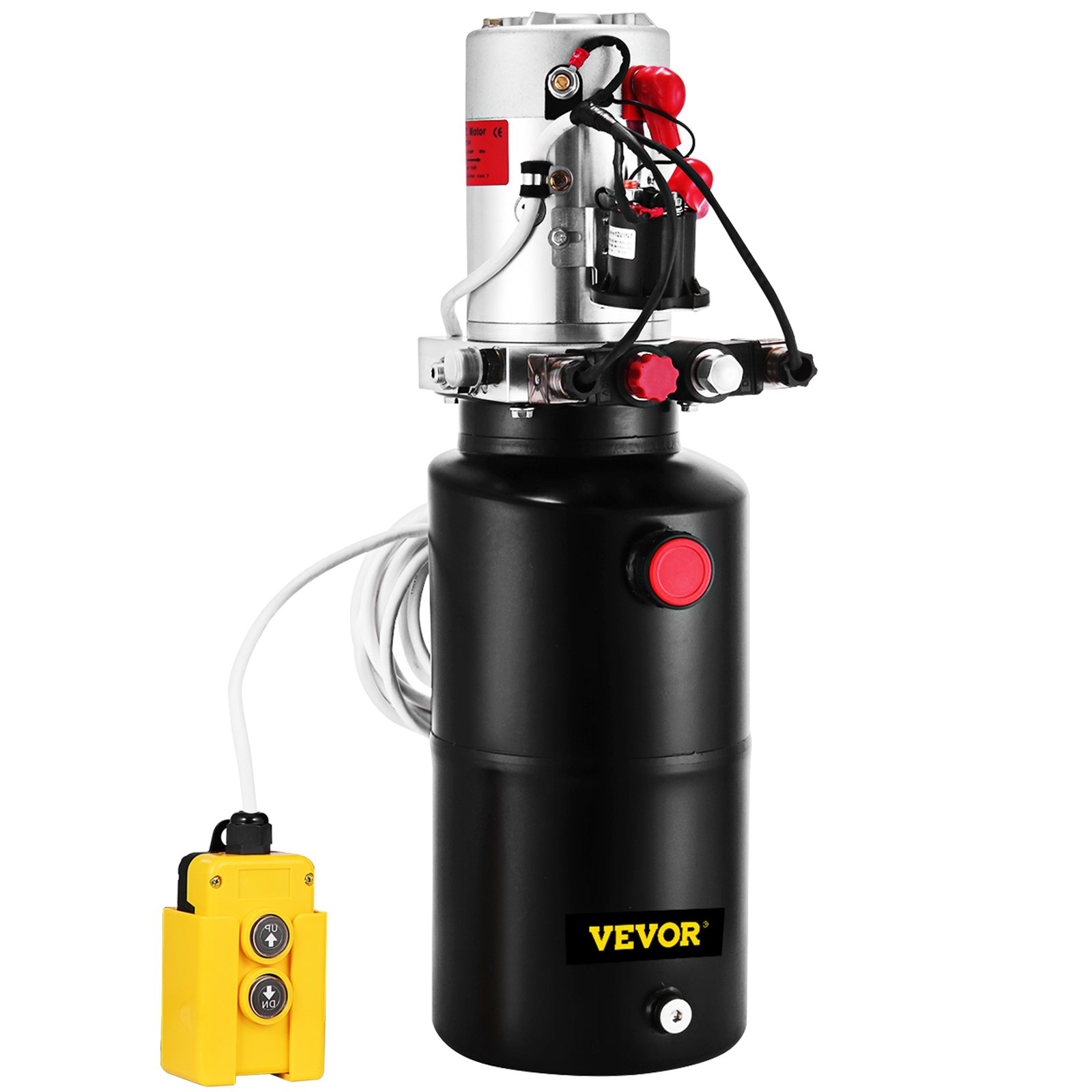Unidad de potencia hidráulica VEVOR Bomba hidráulica de doble acción de 12 V CC Unidad de bomba hidráulica de depósito de acero de 8 cuartos para remolques de volcado Bomba de elevación de automóviles (acero de doble acción de 8 cuartos)