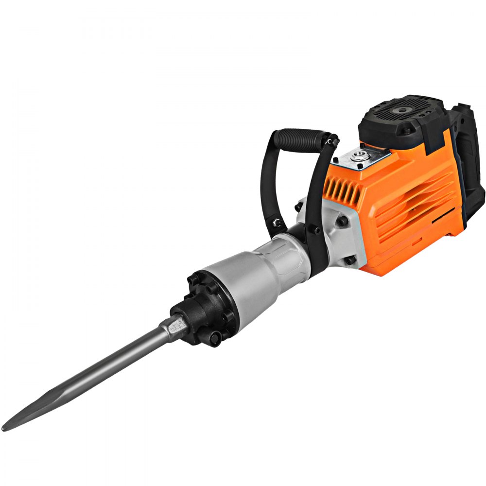 VEVOR Martillo Demoledor 3600 W Martillo Eléctrico Profesional, 60 J Martillo de Demolición, 1800 BPM con Cincel Plano, Cincel Puntiagudo y Accesorios Completos 2 Mangos para Hormigón y Mampostería