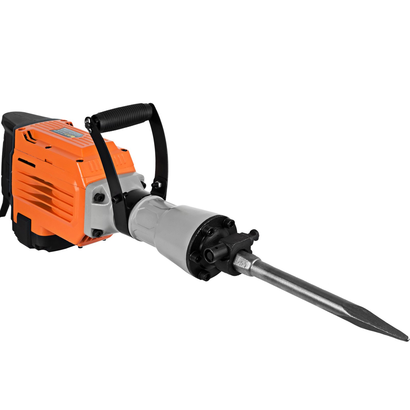 VEVOR Martillo Demoledor 3600 W Martillo Eléctrico Profesional, 60 J Martillo de Demolición, 1800 BPM con Cincel Plano, Cincel Puntiagudo y Accesorios Completos 2 Mangos para Hormigón y Mampostería