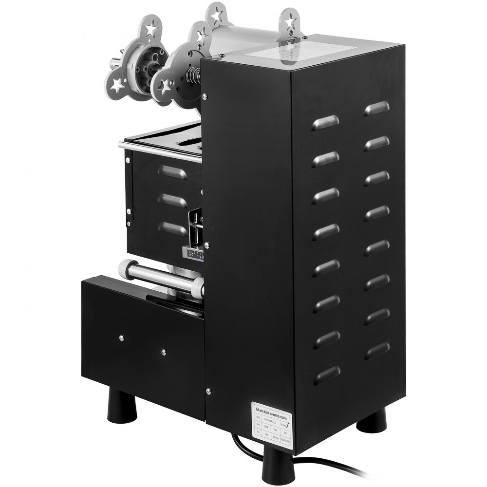 Máquina de sellado de vasos VEVOR Máquina de té de burbujas de 95 mm Automática 500-650 tazas / h Sellador de vasos Negro con control digital para sellar vasos de papel PP PET