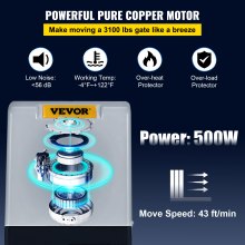 Abridor de puerta corrediza VEVOR AC1400 3100LBS con 2 controles remotos, kit de hardware de operador de puerta para seguridad, velocidad de movimiento de 43 pies por minuto, motor eléctrico de puerta deslizante de entrada rodante
