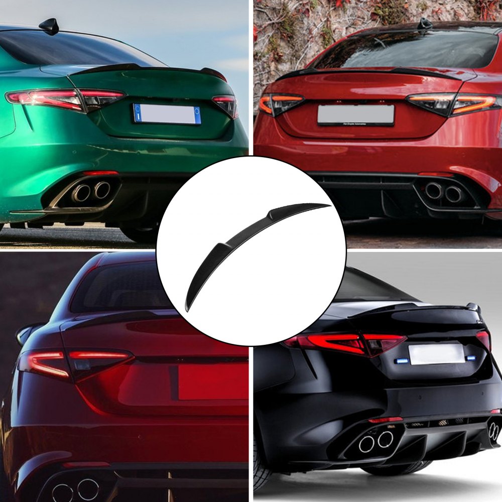 Alerón de maletero VEVOR compatible con Alfa Romeo Giulia Quadrifoglio Sedan de 4 puertas 2015-2020, alerón trasero de fibra de carbono con cinta especializada, alerón trasero GT para maletero de gama alta