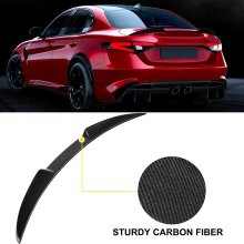 Alerón de maletero VEVOR compatible con Alfa Romeo Giulia Quadrifoglio Sedan de 4 puertas 2015-2020, alerón trasero de fibra de carbono con cinta especializada, alerón trasero GT para maletero de gama alta
