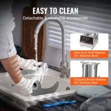 Procesador de alimentos y picadora de verduras VEVOR, 16 cuartos, 1400 W, procesador de alimentos de acero inoxidable apto para uso alimentario, picadora con 2 cuchillas curvas en S adicionales, multifuncional para picar verduras, carne, cereales y frutos secos