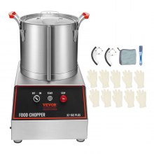 Procesador de alimentos y picadora de verduras VEVOR, 16 cuartos, 1400 W, procesador de alimentos de acero inoxidable apto para uso alimentario, picadora con 2 cuchillas curvas en S adicionales, multifuncional para picar verduras, carne, cereales y frutos secos