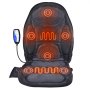 Cojín de asiento de masaje VEVOR con calor, que muestra puntos de masaje iluminados y panel de control adjunto.