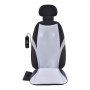 Masajeador de espalda shiatsu VEVOR en acabado blanco y negro con control remoto adjunto.