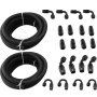 Kit de mangueras de combustible VEVOR 8an con mangueras trenzadas y múltiples accesorios negros.