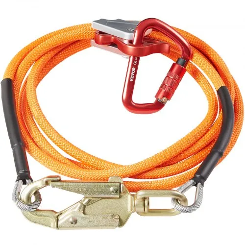 Kit de cuerda de seguridad con núcleo de seguridad de acero de 1/2" x 12' para escalada Flipline 75223 Broche giratorio