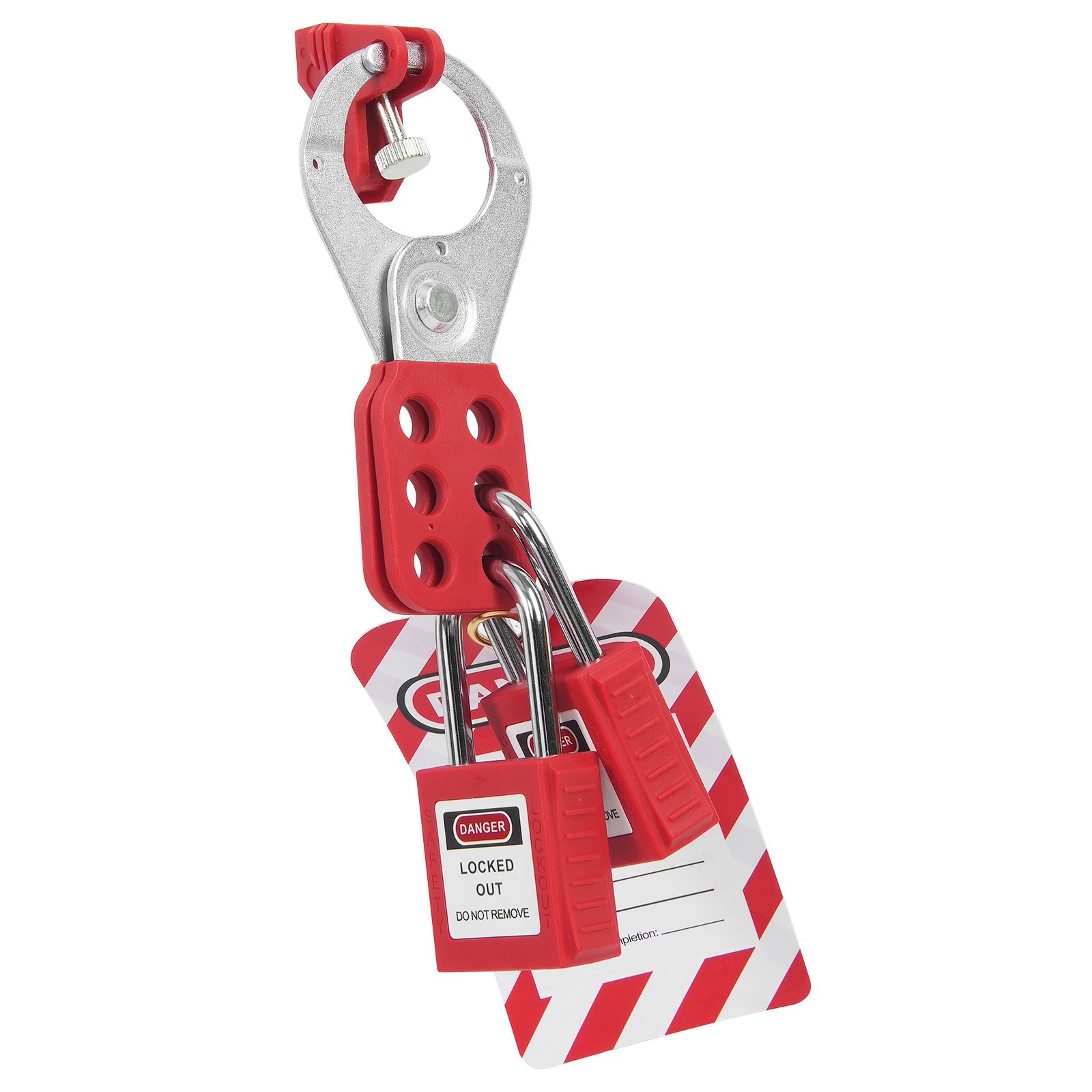 Kit de bloqueo y etiquetado eléctrico VEVOR, 59 piezas. Estación de bloqueo y etiquetado de seguridad con candados, cerrojos, etiquetas, bridas, bloqueo de enchufes, bloqueo de disyuntores, bloqueo de válvulas, bloqueo de cables, bolsa de bloqueo y caja.