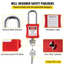 VEVOR 43 kits de etiquetado de bloqueo, kit de seguridad eléctrica Loto incluye candados, 5 tipos de bloqueos, cerrojos, etiquetas y bridas, caja, herramientas de seguridad de bloqueo para eliminación de riesgos eléctricos en maquinaria industrial