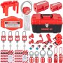 VEVOR 42 kits de etiquetado de bloqueo, kit de seguridad eléctrica Loto incluye candados, 5 tipos de bloqueos, cerrojos, etiquetas y bridas, caja, herramientas de seguridad de bloqueo para eliminación de riesgos eléctricos en maquinaria industrial