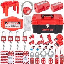 VEVOR 42 kits de etiquetado de bloqueo, kit de seguridad eléctrica Loto incluye candados, 5 tipos de bloqueos, cerrojos, etiquetas y bridas, caja, herramientas de seguridad de bloqueo para eliminación de riesgos eléctricos en maquinaria industrial