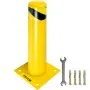 Bolardo de seguridad VEVOR de 61 x 14 cm, bolardo de seguridad de 14 cm de diámetro exterior y 61 cm de altura. Barrera de seguridad de acero con recubrimiento en polvo amarillo, con 4 pernos de anclaje gratuitos para zonas con tráfico intenso.