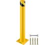 Bolardo de seguridad VEVOR 36-4.5 Bolardo de barrera de seguridad 4-1/2" OD 36" Altura Barrera de seguridad de acero con revestimiento de polvo amarillo con 4 pernos de anclaje libres para áreas sensibles al tráfico