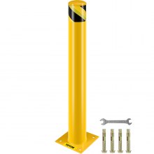 Bolardo de seguridad VEVOR 36-4.5 Bolardo de barrera de seguridad 4-1/2" OD 36" Altura Barrera de seguridad de acero con revestimiento de polvo amarillo con 4 pernos de anclaje libres para áreas sensibles al tráfico