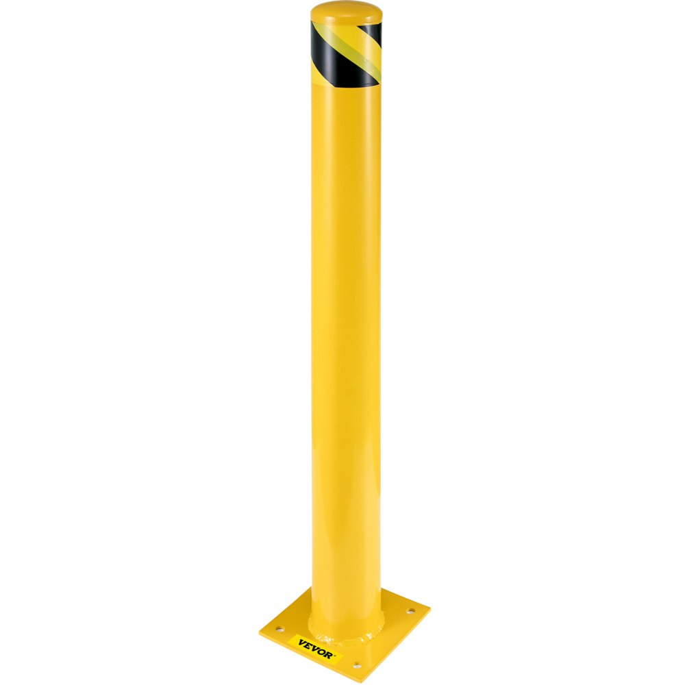 Bolardo de seguridad VEVOR de 36 x 5,5 pulgadas, diámetro exterior de 5-1/2 pulgadas, altura de 36 pulgadas, revestimiento de polvo amarillo, con 4 pernos de anclaje gratuitos para zonas con tráfico intenso.