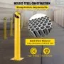 Bolardo de seguridad VEVOR 36-5.5 Bolardo de barrera de seguridad 5-1/2" OD 36" Altura Tubo con recubrimiento en polvo amarillo Barrera de seguridad de acero con 4 pernos de anclaje libres para áreas sensibles al tráfico