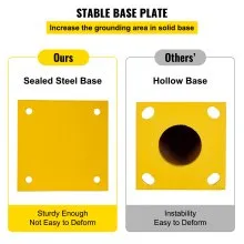 Bolardo de seguridad VEVOR 36-5.5 Bolardo de barrera de seguridad 5-1/2" OD 36" Altura Tubo con recubrimiento en polvo amarillo Barrera de seguridad de acero con 4 pernos de anclaje libres para áreas sensibles al tráfico