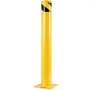 Bolardo de seguridad VEVOR amarillo con rayas diagonales negras y placa base.