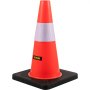 Cono de seguridad VEVOR naranja con banda reflectante y base negra.