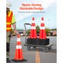 Conos de seguridad VEVOR, conos de tráfico de 8 x 30 pulgadas, conos de construcción de PVC naranja, collares reflectantes, conos de tráfico con base negra ponderada utilizada para control de tráfico, estacionamiento en carretera y mejora escolar