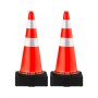 Conos de seguridad VEVOR, conos de tráfico de 8 x 30 pulgadas, conos de construcción de PVC naranja, collares reflectantes, conos de tráfico con base negra ponderada utilizada para control de tráfico, estacionamiento en carretera y mejora escolar
