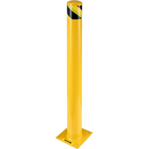 VEVOR Bolardo de seguridad Poste de bolardo de acero Tubo amarillo Barrera de acero 48" H 5.5" D