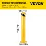 VEVOR Tuspuzz Bolardo de seguridad Poste de bolardo de acero Tubo amarillo Barrera de acero 48" H 5.5" D