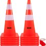 Conos de seguridad VEVOR, 28 in/73 cm de altura, 10 conos de tráfico naranja de PVC con 2 collares reflectantes y base ponderada, utilizados para control de tráfico, estacionamiento en carretera y mejora escolar