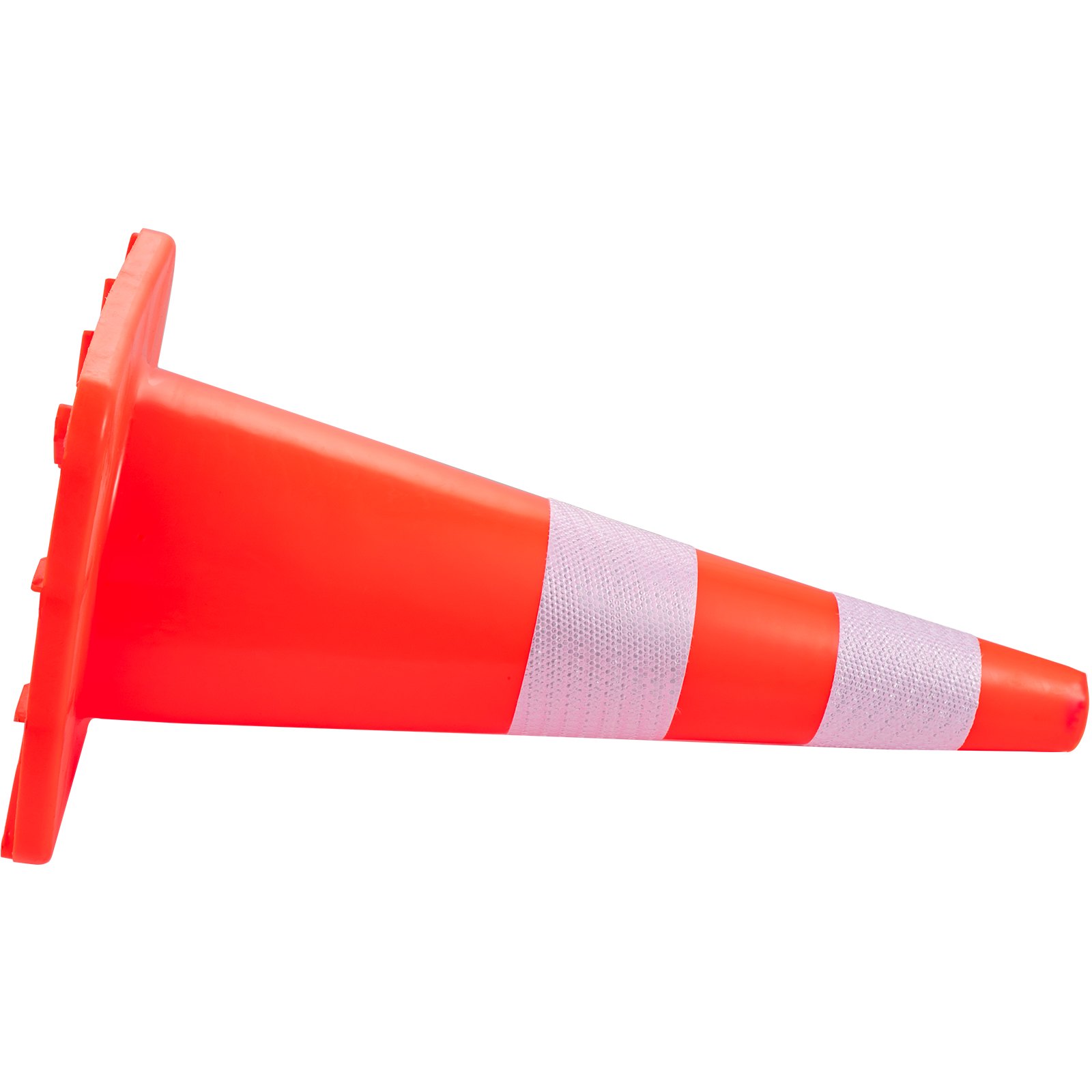 Cono de seguridad VEVOR naranja con bandas blancas reflectantes.
