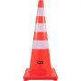 Conos de tráfico VEVOR en color naranja brillante con bandas reflectantes para seguridad vial.