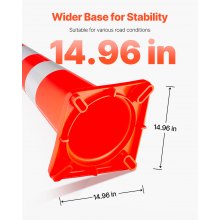 Conos de seguridad VEVOR, conos de tráfico de 6 x 36 pulgadas, conos de construcción naranja de PVC, conos de tráfico de collares reflectantes con base ponderada utilizados para control de tráfico, estacionamiento en carretera y mejora escolar