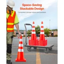 Conos de seguridad VEVOR, conos de tráfico de 6 x 36 pulgadas, conos de construcción naranja de PVC, conos de tráfico de collares reflectantes con base ponderada utilizados para control de tráfico, estacionamiento en carretera y mejora escolar