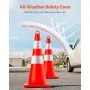 Conos de Seguridad, 10PCS 28\" Conos de Tráfico, Conos de Construcción de PVC Naranja, 2 Conos de Tráfico Reflectantes con Base lastrada y Anilla de Mano Utilizados para Control de Tráfico, Aparcamien
