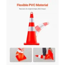 Conos de Seguridad, 10PCS 28\" Conos de Tráfico, Conos de Construcción de PVC Naranja, 2 Conos de Tráfico Reflectantes con Base lastrada y Anilla de Mano Utilizados para Control de Tráfico, Aparcamien