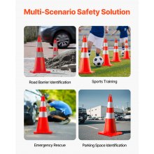 Conos de Seguridad, 10PCS 28\" Conos de Tráfico, Conos de Construcción de PVC Naranja, 2 Conos de Tráfico Reflectantes con Base lastrada y Anilla de Mano Utilizados para Control de Tráfico, Aparcamien