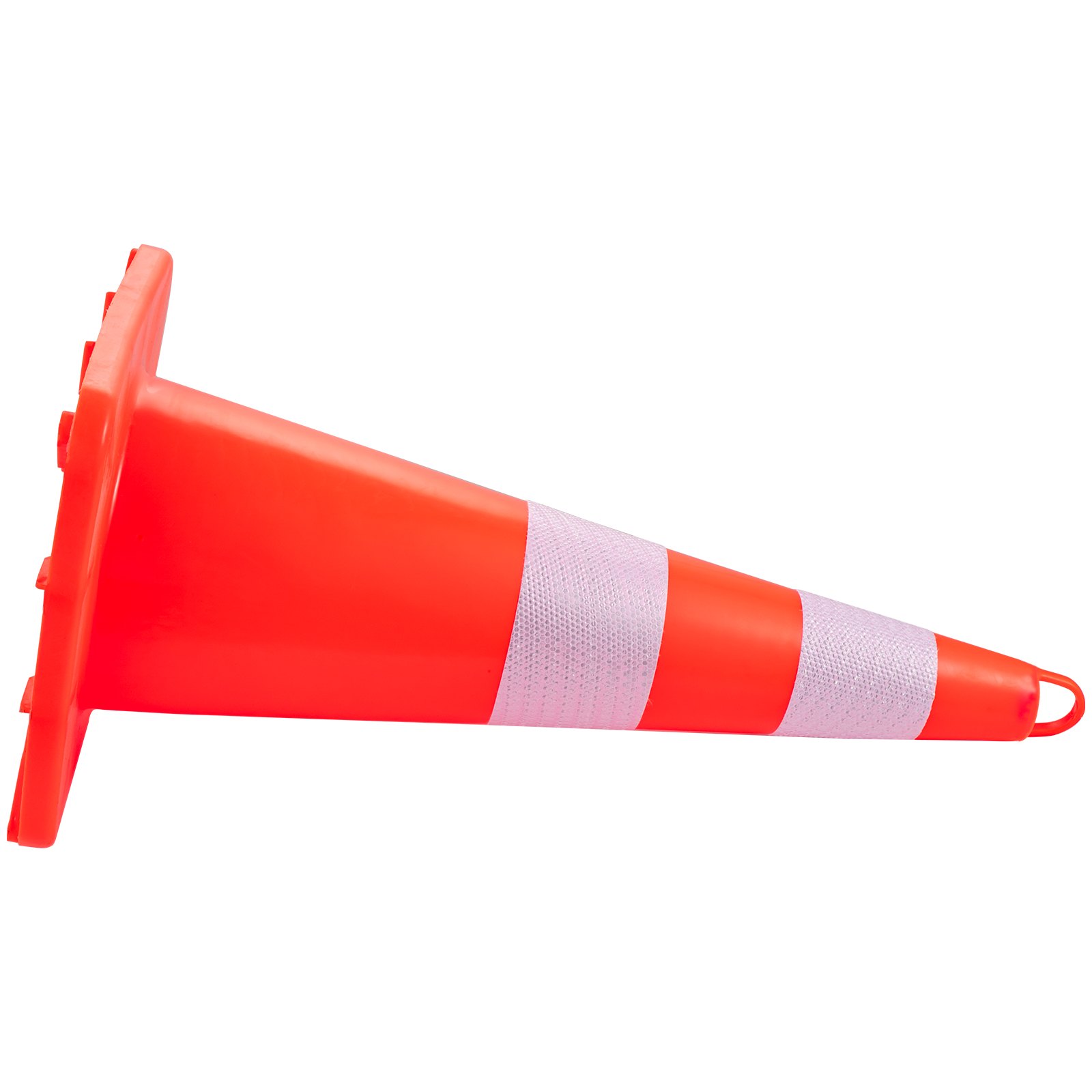 Conos de tráfico VEVOR de color naranja con bandas reflectantes colocadas horizontalmente.